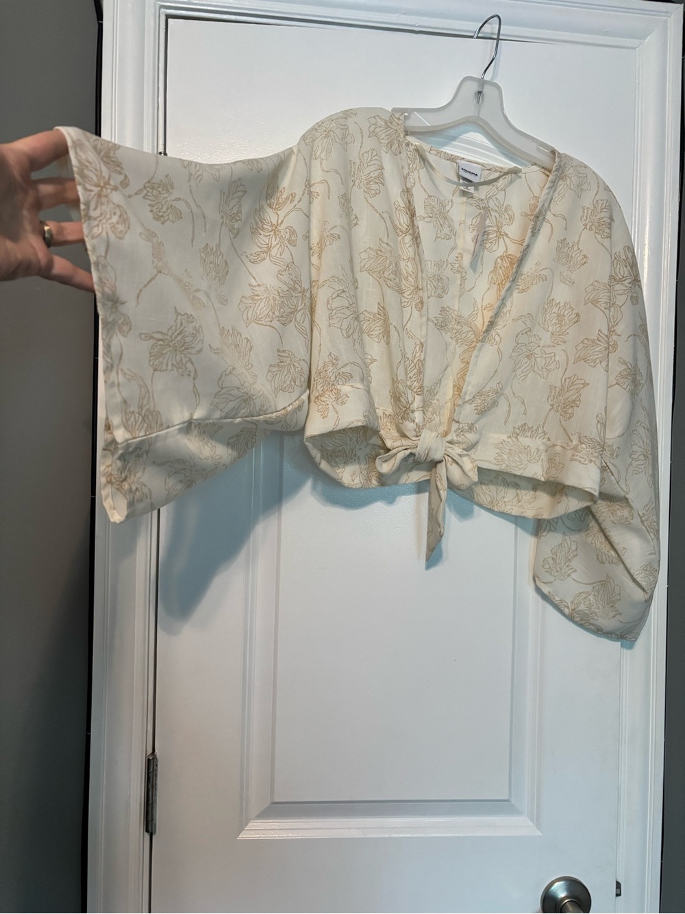 Sonoma Women's Floral Tie-Front Blouse - Cream O/S